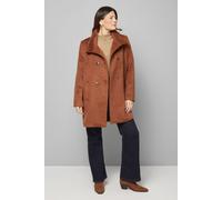 Wallis Women's Short Double Breasted Funnel Coat in Tobacco | Size: 12 Wallis Tobacco 12