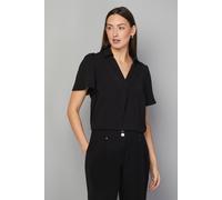 Wallis Women's Short Sleeve Overhead Shirt in Black | Size: 14 Wallis Black 14