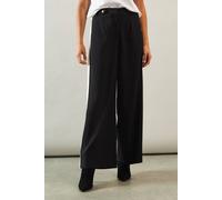 Wallis Women's Side Stripe Wide Leg Trousers in Black | Size: 16
