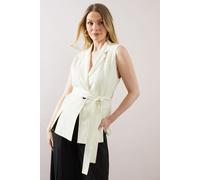 Wallis Women's Sleeveless Belted Waistcoat in Cream | Size: 16 Wallis Cream 16