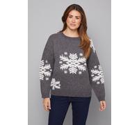 Wallis Women's Snowflake Pattern Crew Neck Jumper in Charcoal | Size: XL Wallis Charcoal XL