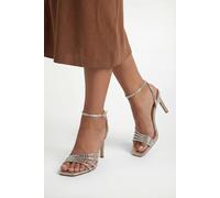 Wallis Women's Sophie Metallic Textile Embellished High Stiletto heeled Sandals in Gold | Size: 4 Wallis Gold 4