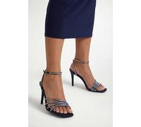 Wallis Women's Sophie Satin Embellished High Stiletto heeled Sandals in Navy | Size: 8 Wallis Navy 8