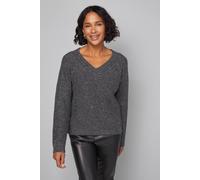 Wallis Women's Sparkle Sequin V Neck Jumper in Black | Size: Large Wallis Black L