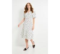 Wallis Women's Spot Jersey Ruched Puff Sleeve Midi Dress in Ivory | Size: 20 Wallis Ivory 20
