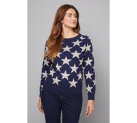 Star Motif Crew Neck Jumper Wallis Navy S