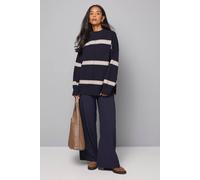 Wallis Women's Stripe Detail Funnel Neck Jumper in Navy | Size: Large Wallis Navy L