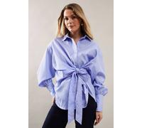 Wallis Women's Stripe Side Tie Shirt in Blue | Size: 18 Wallis Blue 18