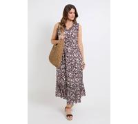 Wallis Women's Summer Abstract Cotton Dobby Maxi Dress in Brown | Size: 12 Wallis Brown 12