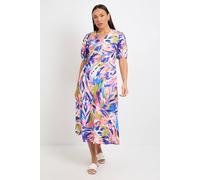 Wallis Women's Summer Abstract Tea Dress in Blue | Size: 20 Wallis Blue 20
