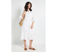 Wallis Women's Summer Broderie Belted Midi Dress in Ivory | Size: 10 Wallis Ivory 10