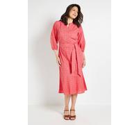 Wallis Women's Summer Broderie Belted Midi Dress in Pink | Size: 18 Wallis Pink 18