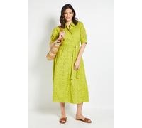 Wallis Women's Summer Broderie Shirt Dress in Chartreuse | Size: 12 Wallis Chartreuse 12