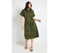 Wallis Women's Summer Broderie Shrit Dress in Khaki | Size: 18 Wallis Khaki 18