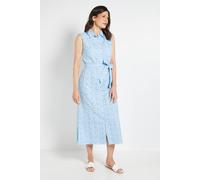 Wallis Women's Summer Broderie Sleeveless Shirt Dress in Blue | Size: 18 Wallis Blue 18