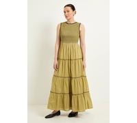 Wallis Women's Summer Cotton Dobby Maxi Dress in Olive | Size: 20 Wallis Olive 20