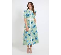 Wallis Women's Summer Cotton Floral Shirt dress in Green | Size: 20 Wallis Green 20