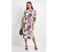 Wallis Women's Summer Floral Belted Midi Dress in Chocolate | Size: 14 Wallis Chocolate 14