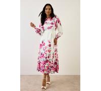 Wallis Women's Summer Floral Midi Tea Dress in Ivory | Size: 12 Wallis Ivory 12