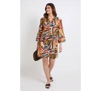 Wallis Women's Summer Geo Shift Dress in Brown | Size: 20 Wallis Brown 20