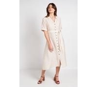 Wallis Women's Summer Polka Dot Button Tea Dress in Stone | Size: 10 Wallis Stone 10