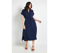 Wallis Women's Summer Roll Sleeve Midi Dress in Navy | Size: 14 Wallis Navy 14