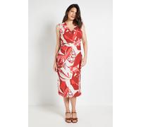 Wallis Women's Summer Tropical Wrap Midi Dress in Red | Size: 18 Wallis Red 18