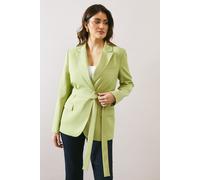 Wallis Women's Tailored Belted Pocket Detail Blazer in Sage | Size: 16 Wallis Sage 16