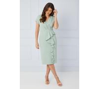 Wallis Women's Tailored Crepe Ruffle Pencil Dress in Sage | Size: 12 Wallis Sage 12