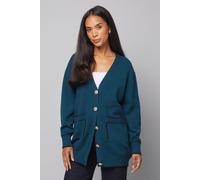Wallis Women's Teal Tipped Button Through Cardigan | Size: Medium Wallis Teal M