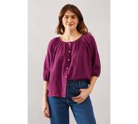 Wallis Women's Textured Button Blouse in Plum | Size: 18 Wallis Plum 18