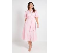 Wallis Women's Textured Organza Puff Sleeve Shirt Dress in Coral | Size: 18 Wallis Coral 18