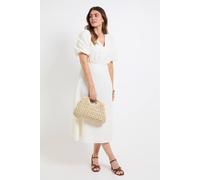 Wallis Women's Textured Puff Sleeve Midi Dress in Ivory | Size: 20 Wallis Ivory 20