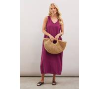 Wallis Women's Textured Sleeveless V Neck Midaxi Dress in Plum | Size: 20 Wallis Plum 20