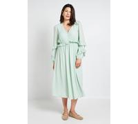 Wallis Women's TEXTURED SPOT RUFFLE MIDI DRESS in Sage | Size: 10 Wallis Sage 10