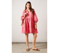 Textured Tiered Smock Dress Wallis Coral 10