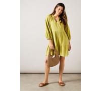 Textured Tiered Smock Dress Wallis Olive 14