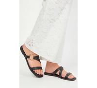 Wallis Women's Tilly Faux Leather Hardware Strap Flat Mule Sandals in Black | Size: 5 Wallis Black 5