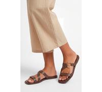 Wallis Women's Tilly Faux Leather Hardware Strap Flat Mule Sandals in Chocolate | Size: 5 Wallis Chocolate 5