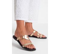 Wallis Women's Tilly Faux Leather Hardware Strap Flat Mule Sandals in Gold | Size: 4 Wallis Gold 4