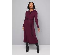 Wallis Women's Tipped Belted Knitted Midi Dress in Plum | Size: Small Wallis Plum S