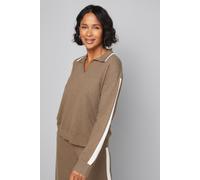 Wallis Women's Tipped Striped Polo Jumper in Mocha | Size: Large Wallis Mocha L