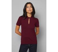 Wallis Women's Twist Front Short Sleeve Knitted Top in Burgundy | Size: XL Wallis Burgundy XL