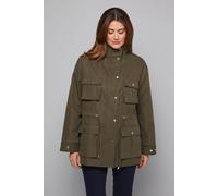 Wallis Women's Utility Pocket Drawstring Coat in Khaki | Size: 14 Wallis Khaki 14