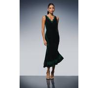 Wallis Women's Velvet Lace Insert Midi Dress in Emerald | Size: 16 Wallis Emerald 16