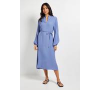 Wallis Women's Viscose Seam Detail Collarless Midi Dress in Blue | Size: 18 Wallis Blue 18