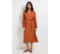 Wallis Women's Viscose Seam Detail Collarless Midi Dress in Rust | Size: 20 Wallis Rust 20