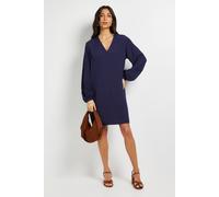 Wallis Women's Viscose Seam Detail Collarless Shift Dress in Navy | Size: 14 Wallis Navy 14