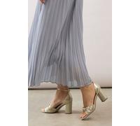 Wallis Women's Wide Fit Carmen Satin Knot Front High Block Heel Sandals in Gold | Size: 5 Wallis Gold 5