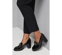 Wallis Wide Fit Daffie Snaffle Trim High Block Heeled Loafers In True Black true black 4